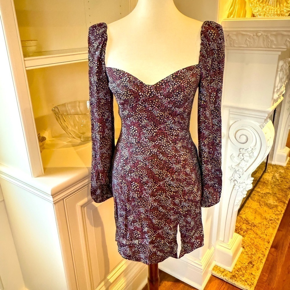 Aritzia Wilfred Novella sweet heart neck multi pattern mini dress size 6